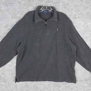 Polo‎ Ralph Lauren Sweater Mens Extra Large Gray Estate Rib 1/4 Zip Pullover
